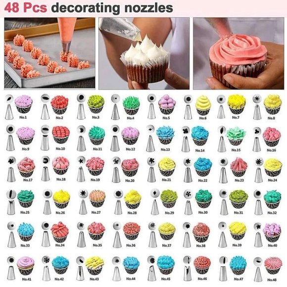 bakery cake, cupcake decorating kit. Piping Bag & Nozzles & coupler Set 50 Pcs - Picture 2 of 4